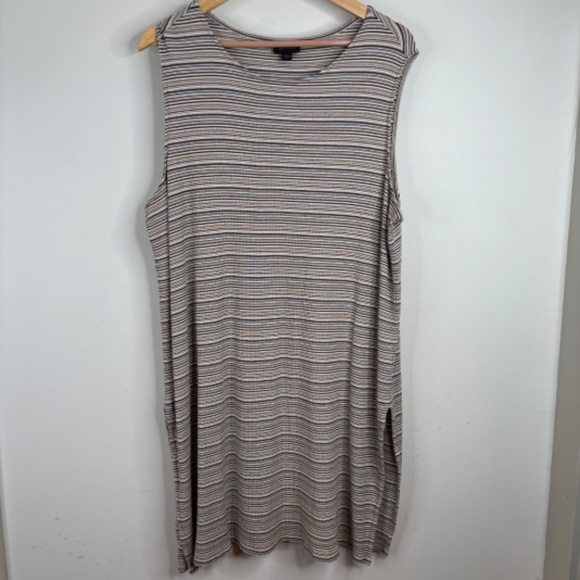 J Jill Striped Tunic XL Ribbed Sleeveless Boho Lagenlook Stretch Minimalist 90s - Picture 5 of 13